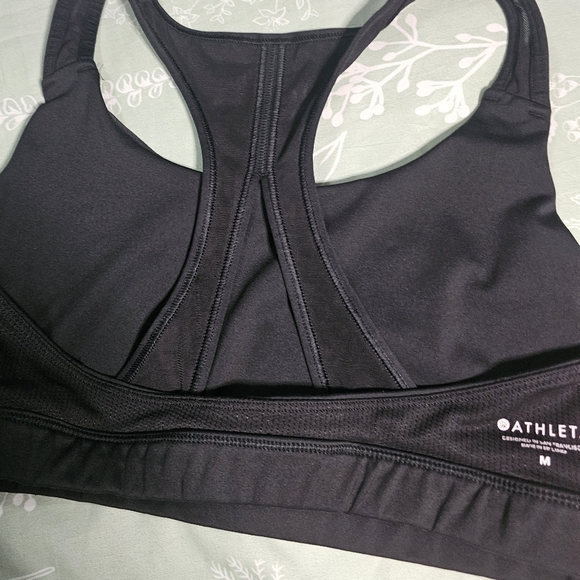 Athleta Black Racerback Sports Bra with Stretchy Fabric Size M - Picture 6 of 6